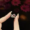Anillo Abierto de Nuevo Estilo, Rojo Natural Simulado, Elegante y Sencillo, para Mujer, Dulce y Fresco, Regalo para Mejor Amiga