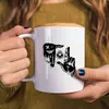 Caneca de Cerâmica para Café, Chá ou Leite Estilo Americano com Estampa Preto e Branco