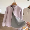 Mesmo estilo que LU! Versão atualizada~26 jaqueta curta de fleece outonal com gola alta, corte justo, zíper, para mulheres, cardigã quente e que valoriza a cintura