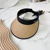 Enrolável e Dobrável para Armazenamento, Chapéu de Palha Rattan Natural Estilo Coreano de Verão com Proteção UV Preta, Moderno e Versátil