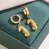 Nuevos Pendientes de Acero de Titanio Europeos y Americanos Serie Playa Océano DIY Chapados en Oro Real Impermeables Pendientes que No se Desvanecen