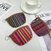 Nuevo Monedero de Estilo Étnico, Bolsa para Monedas y Llaves, Cartera Pequeña de Lona con Cremallera y Anillo de Rayas de Colores, Bolsa Cuadrada Pequeña para Mujer