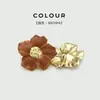 Botões Metálicos Coloridos em Formato de Flor de 30mm com Acabamento a Óleo, Botões Decorativos para Casacos de Terno de Pelo de Vison, Botões para Casacos e Suéteres