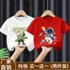 2026 Verão Novo Estiloso Estilo Coreano Algodão Puro Modelagem Solta Camiseta de Manga Curta Infantil Top para Meninos