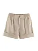 Comércio Exterior Amazon Transfronteiriço Mais Vendido Roupas Femininas Outono 2026 Cintura Alta Botão Duplo Bainha Dobrada Respirável Versátil Casual Shorts de Três Cores