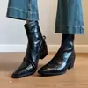 Primer Encuentro Ji Botas Casuales Retro de Puntera Puntiaguda Elásticas Adelgazantes para Mujer Otoño/Invierno para Ir al Trabajo Cremallera Trasera Botines
