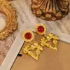 Colgante Vintage Incrustado de Diamantes Pendientes Geométricos, Pendientes Estilo Palacio Retro, Diseño de Nicho, Lujo Ligero y de Alta Gama