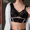 Sujetador de Encaje Anticaída Más Vendido Transfronterizo para Mujer, Transpirable, Recogida Lateral del Pecho, Copa Fija, Talla Grande, Sujetador Cómodo con Hermoso Diseño en la Espalda