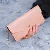 2026 Novo Modelo Carteira Longa Feminina Versátil de Cor Sólida com Múltiplos Porta-Cartões, Bolsa Clutch com Fecho de Botão, Bolsa de Celular Fashion, Carteira de Couro Macio