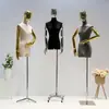 Loja de Roupas Estilo Coreano Manequim para Exposição de Roupas Manequim Feminino de Camurça Meio Corpo Suporte para Manequim Suporte de Exposição de Corpo Humano Completo