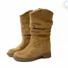 Botas curtas Melard, botins plissados retrô para mulheres, coleção outono/inverno 2026, com salto oculto para altura extra, botas de cowboy western, botas de montaria com sola grossa