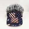 Gorra de peluca impresa de moda transfronteriza para hombre, gorra de béisbol de una sola pieza divertida de hip-hop europeo y americano para exteriores con peluca simulada y visera solar