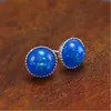 Pendientes de plata europeos y americanos para mujer Pendientes de ópalo redondo Opel coreanos nuevos Pendientes de plata Star Fashion