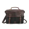 Bolso Bandolera para Hombre Transfronterizo Retro de Lona con Cera de Aceite y Cuero Crazy Horse Bolso de Hombro para Hombre Maletín Venta al por Mayor
