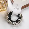 Cuerda para el pelo montada en tarjeta, Goma para el pelo de perlas de alta gama, Anillo de intestino pequeño de encaje a cuadros a la moda, Cuerda para el pelo, Accesorios para el pelo, Goma para coleta