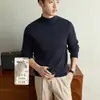 Suéter de punto a rayas de cuello medio alto para hombre yingao, suéter cálido de otoño e invierno, camisa básica de manga larga estilo old money para hombre
