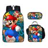 Mochila Escolar Mario para Meninos do Ensino Fundamental (3º ao 6º ano) - Conjunto de Três Peças - Jogo de Desenho Animado do Mario