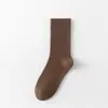 Calcetines de Primavera y Otoño para Mujer, Calcetines de Tubo Medio de Doble Aguja, Estilo Ins Chica Japonesa Rayas Verticales Verano Calcetines Blancos Holgados