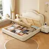 Estilo creme cama de princesa cama moderna minimalista nuvem pequeno apartamento menina cama infantil armazenamento cama de couro quarto principal cama de casal