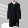 Casaco de lã chenille de inverno para homens de meia-idade e idosos, com forro de fleece removível e grafeno para aquecimento, modelo longo, adequado para pais