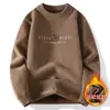 Suéter de punto para hombre de venta caliente transfronteriza, nuevo estilo de invierno, forrado de felpa, engrosado, top cálido, moderno y a la moda, manga larga bordada