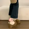 Pantuflas peludas de felpa cálidas y de suela gruesa para mujer, para usar en invierno al aire libre, nuevo estilo 2026, antideslizantes, para personas bajas, que aumentan la altura, pantuflas de algodón Birkenstock