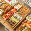 Caja Desechable para Picnic, Caja para Salida de Primavera y Camping, Lonchera, Caja de Cartón Corrugado para Pastel, Caja de Empaque de Papel Kraft para Sushi y Postres