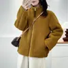 [Oferta Especial] Jaqueta de Inverno Plush Grossa Estilo Coreano com Gola Alta para Mulheres Plus Size 100kg, Camada Interna Quente 9325