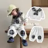 Conjunto de Dos Piezas Estilo Coreano Personalizado para Bebés y Niños Pequeños, Sudadera y Pantalón de Chándal para Bebé, Ropa de Primavera para Niños, Tendencia de Manga Larga