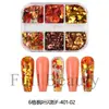 Nuevos brillos y lentejuelas para decoración de uñas transfronteriza, hoja de arce de otoño, hoja de arce de Acción de Gracias, lentejuelas redondas mixtas, brillos para decoración de uñas