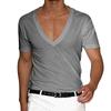 2023 Camiseta de Hombre de Estación Independiente Ropa Transfronteriza Europea y Americana Comercio Exterior para Hombre Cuello en V Color Sólido Talla Grande Casual Camiseta de Manga Corta