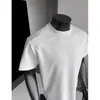 Camiseta de corte ancho con cuello pequeño para hombre, de verano, moderna, elegante, de manga corta, manga media deconstruida en blanco, negro y gris