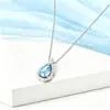 Colar de Prata de Lei S925 Azul Gota Atacado, Joia de Corrente para Clavícula de Luxo Leve de Alta Qualidade, Acessórios de Nicho Femininos Transfronteiriços