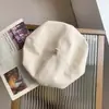 Boina de Gran Circunferencia de Cabeza, Sombrero Octagonal Versátil, Estilo Ins para Primavera y Otoño para Mujeres, Hace que la Cara Parezca Más Pequeña, Estilo Coreano, Elegante, Sombrero Negro Delgado