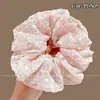 Elástico de Cabelo de Renda Estilo Coreano para Rabo de Cavalo, Scrunchie Grande, Elástico para Coque, Acessório de Cabelo de Luxo para Meninas