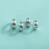 Plata de Ley S925 Chapada Plata Tailandesa Cuentas Espaciadoras Pulsera Estilo Punk Cuentas Sueltas Pulsera Trenzada a Mano DIY Cuentas Espaciadoras Accesorios de Plata