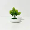 Micro-paisaje Simulación Planta Verde Planta en Maceta Estilo Nuevo Maceta Plana de Piedra Flor Artificial Adorno Decoración Sala de Estar del Hogar Bonsái Artificial