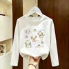Camiseta elegante para niños, playera base de manga larga para niñas, top de dibujos animados para niños mayores, estilo primavera y otoño 2026 para niñas pequeñas