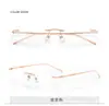 Óculos sem aro anti-luz azul, cool e estilosos, armação ultraleve de titânio puro, podem ser equipados com lentes de grau, estilo durão de negócios 0632