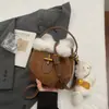 Bolsa de Pelúcia Patchwork Vintage para Mulheres 2026 Novo Modelo Bolsa de Ombro Maillard para o Dia a Dia Bolsa Transversal