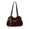 Elegante bolsa feminina vintage 2026 novo modelo, bolsa de ombro para o dia a dia de grande capacidade, bolsa sacola balde plissada de estilo descontraído