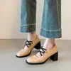 Versión de Piel de Vaca ~ Zapatos Mary Jane Versátiles de Tacón Alto Bajo, Punta Cuadrada, Estilo Retro Francés, con Tacón Grueso, Punta Redonda y Correas Cruzadas para Mujer