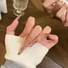 Uñas Cortas con Estampado de Leopardo Azul y Brillo, Puntas de Uña Portátiles, 30 Piezas Premium Semi-Terminadas Color Rubor