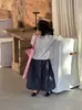 Conjunto de 2 Piezas Cardigan de Punto con Estampado Floral Estilo Coreano para Niñas + Chaleco Chaqueta de Primavera y Otoño para Niñas 2026