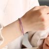 Aterrizaje Exitoso Pulsera de Amatista Natural Uruguaya para Mujer Extremadamente Fina 3mm Tallada Oro de 14K Pulsera Morada Air Donglai