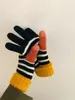 Guantes de terciopelo acolchados para invierno con pantalla táctil, rayas de contraste, estilo coreano INS, lindos para estudiantes, ciclismo, cálidos