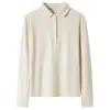 Camiseta Térmica Base de Algodón tipo Capullo con Cuello Pequeño para Mujer, Manga Larga, Nuevo Estilo Otoño e Invierno 2026, Pulóver Semiabierto