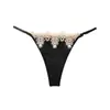 Coroa de Pérolas com T|Calcinha de Renda Sexy de Alto Padrão Vazada com Tiras Finas de Diamante Brilhante para Mulheres