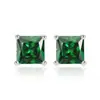 Brincos Quadrados com Pedra Preciosa para Mulheres 6mm Pedra Preciosa Colorida Ouro 18K Brilhante Simulada Brincos Femininos Atacado