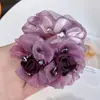 Elástico de cabelo floral estilo coreano, scrunchie elegante, acessório de cabelo de malha para o verão, faixa de cabelo de alta qualidade, ornamento de cabelo elegante para coque em mulheres